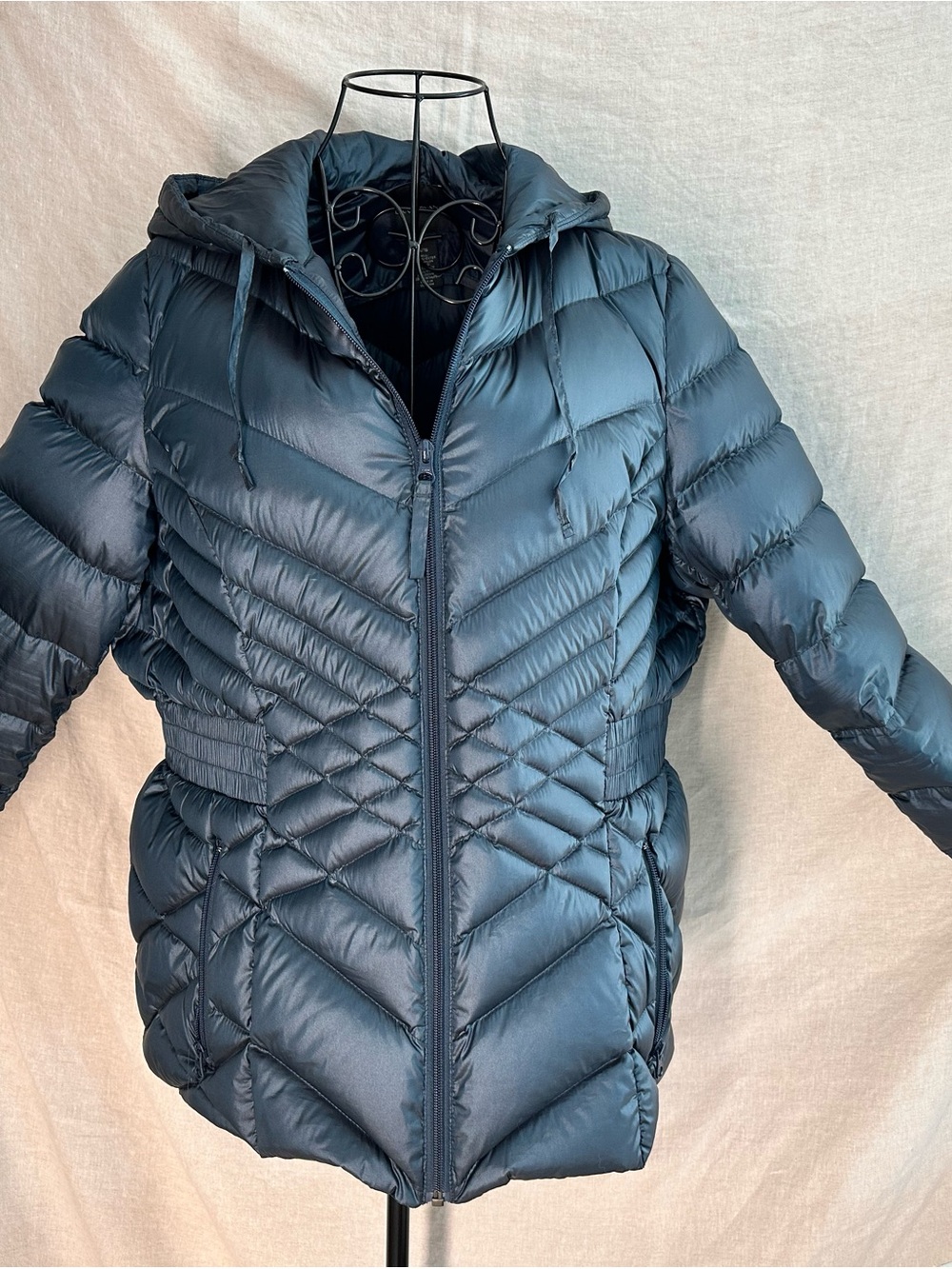 Lane Bryant Women’s Hooded Quilted Puffer Jacket Zip Blue Mid-Length 14/16 new